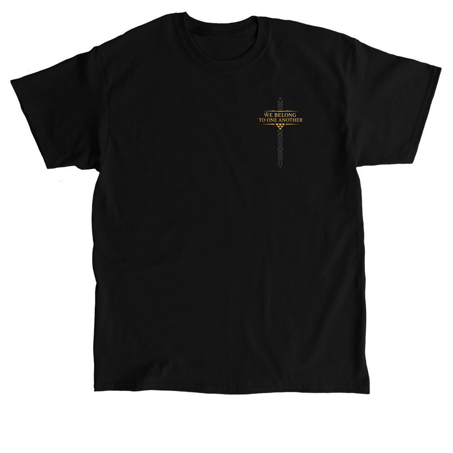 Black Kaʻū Strong T-shirt with gold ‘We Belong to One Another’ lettering on the chest